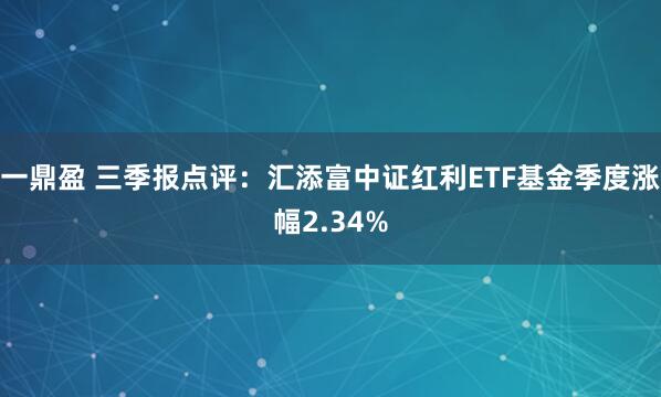 一鼎盈 三季报点评：汇添富中证红利ETF基金季度涨幅2.34%